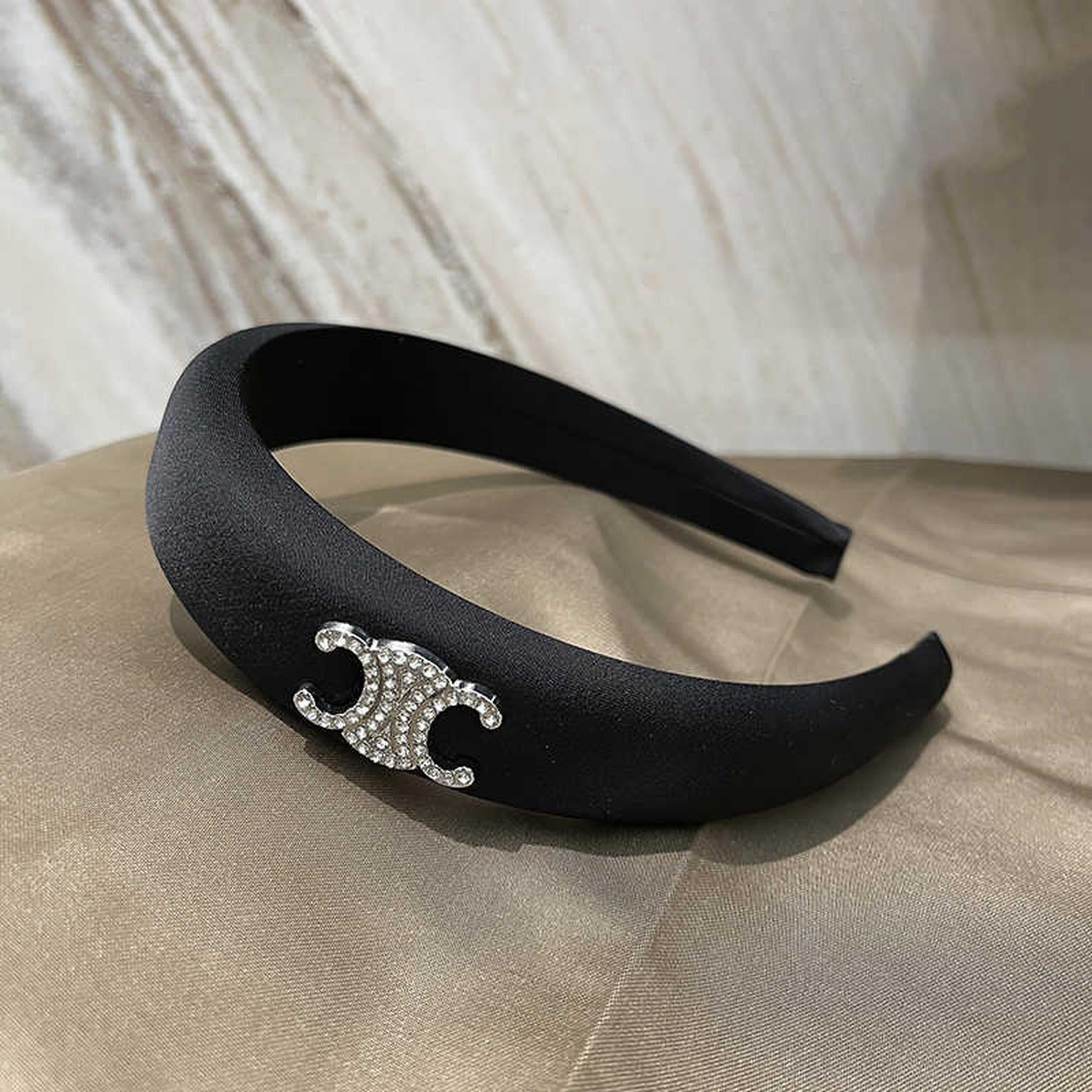 Black Headband with Crystal Logo