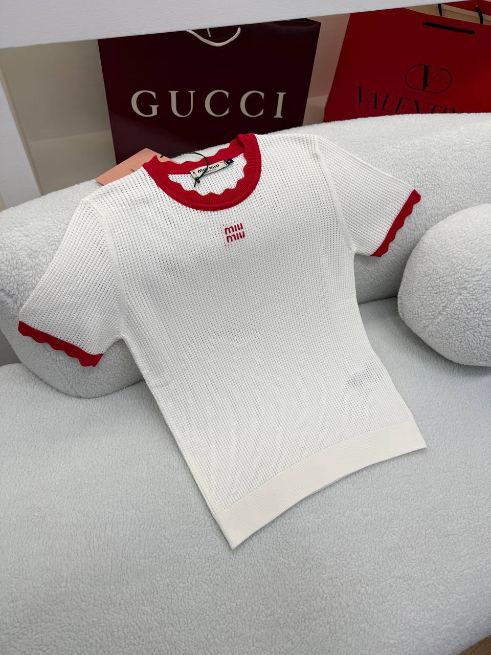 White Knitted Women T-shirt