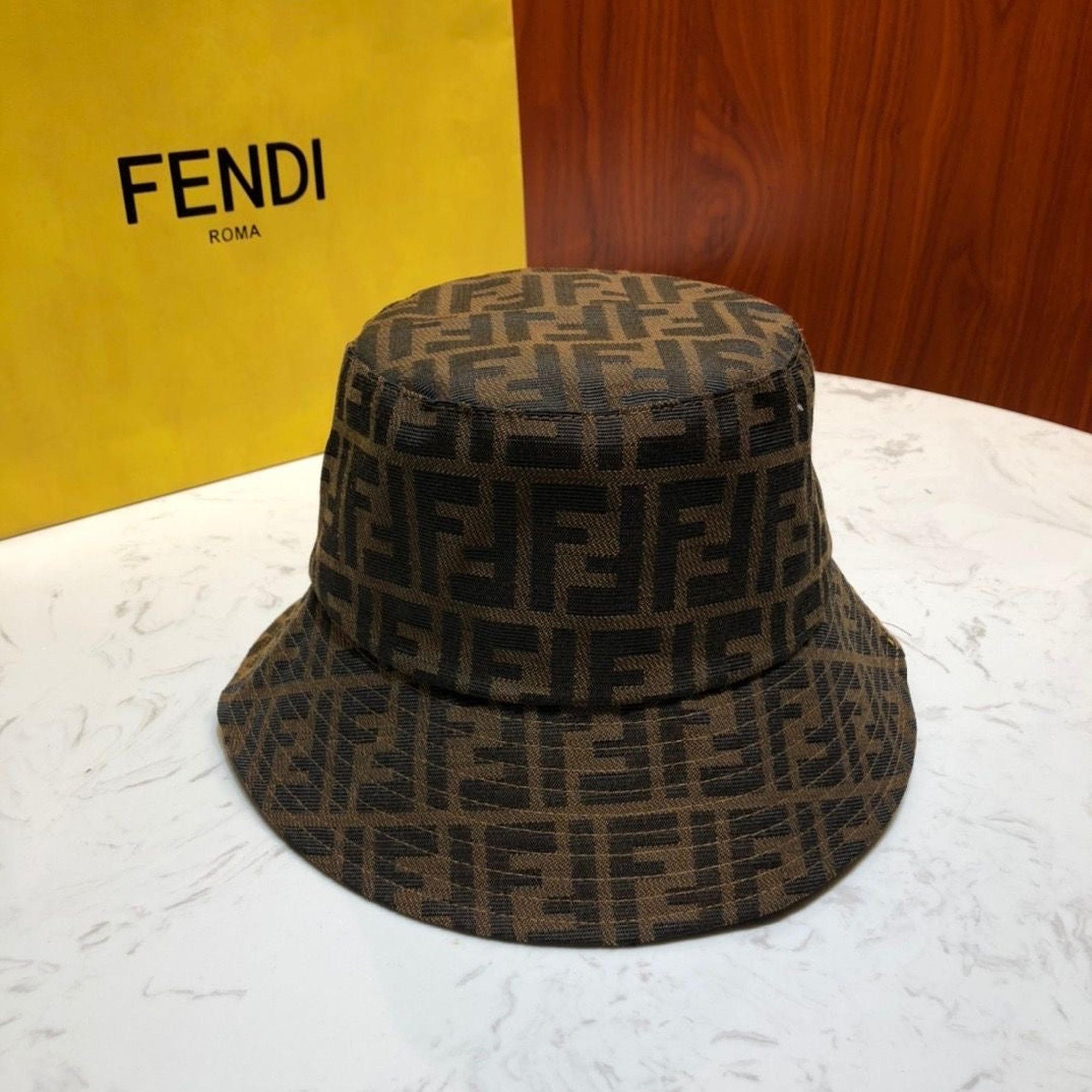 Brown Monogram Bucket Hat