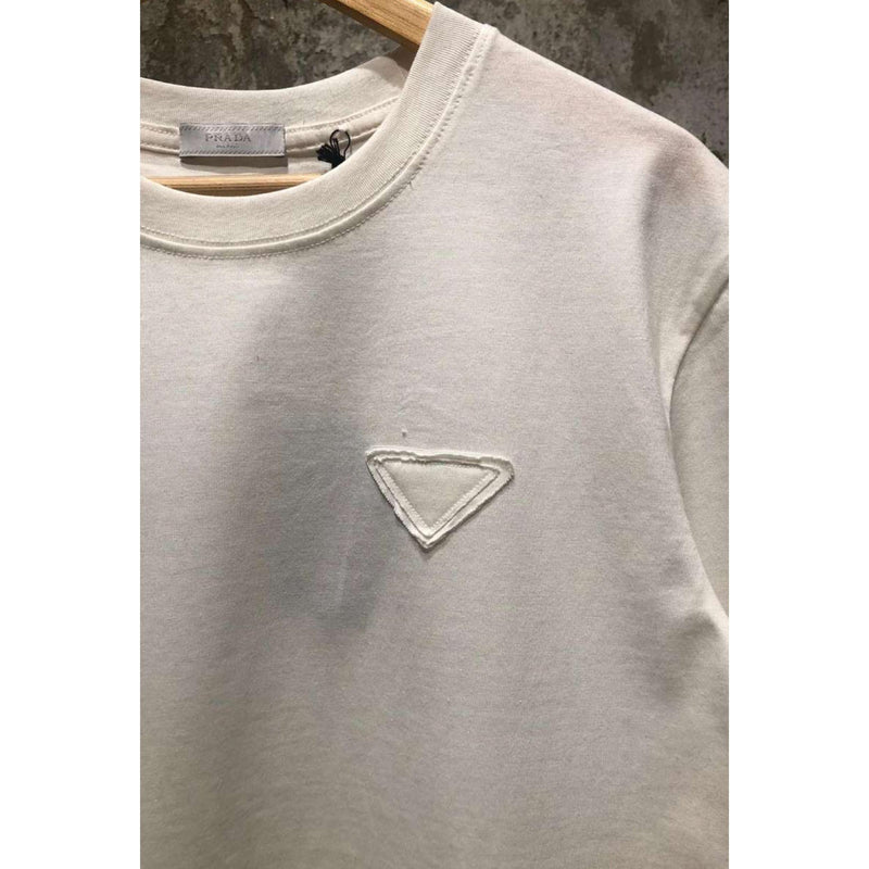 White Cotton T-shirt with Embroidered Logo