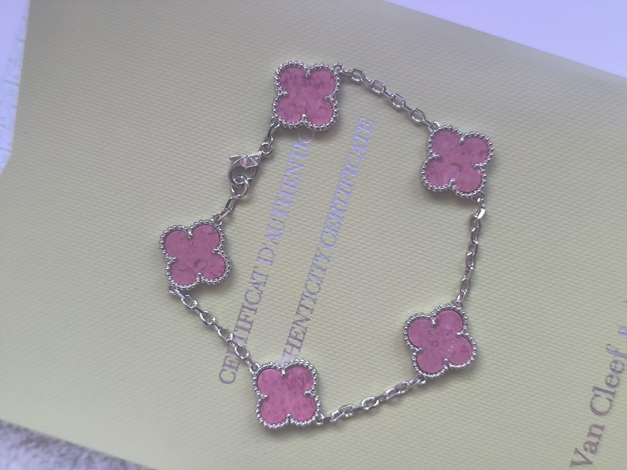 Pink Silver V Cleef Bracelet