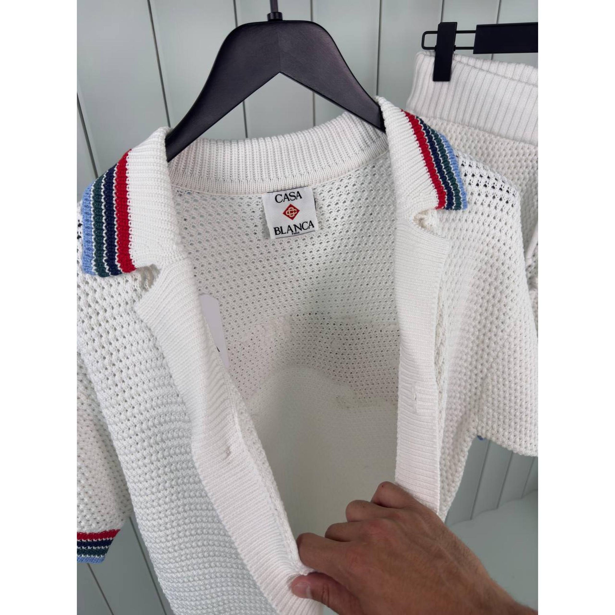 Bijeli pleteni polo set od 2 komada