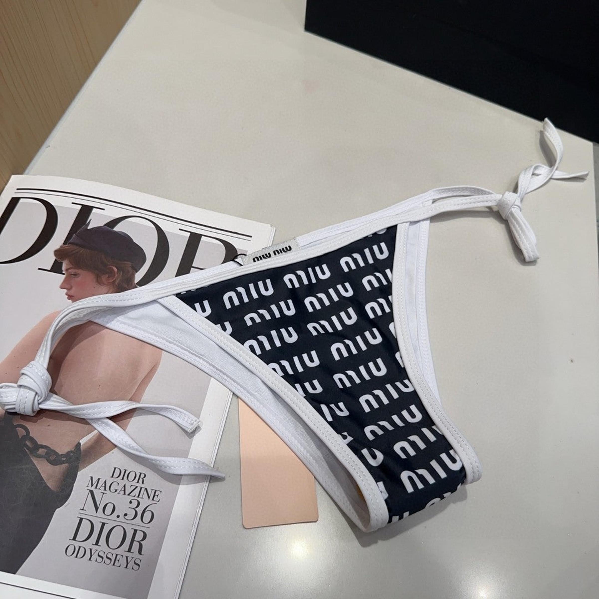Black Monogram Women Swimwear 2 Pieces
