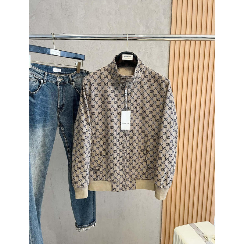 Beige Monogram Bomber Jacket