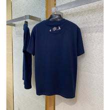 Dark Blue Oversized T-Shirt with Embroidered Logo