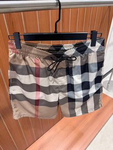 Beige Striped Swimwear