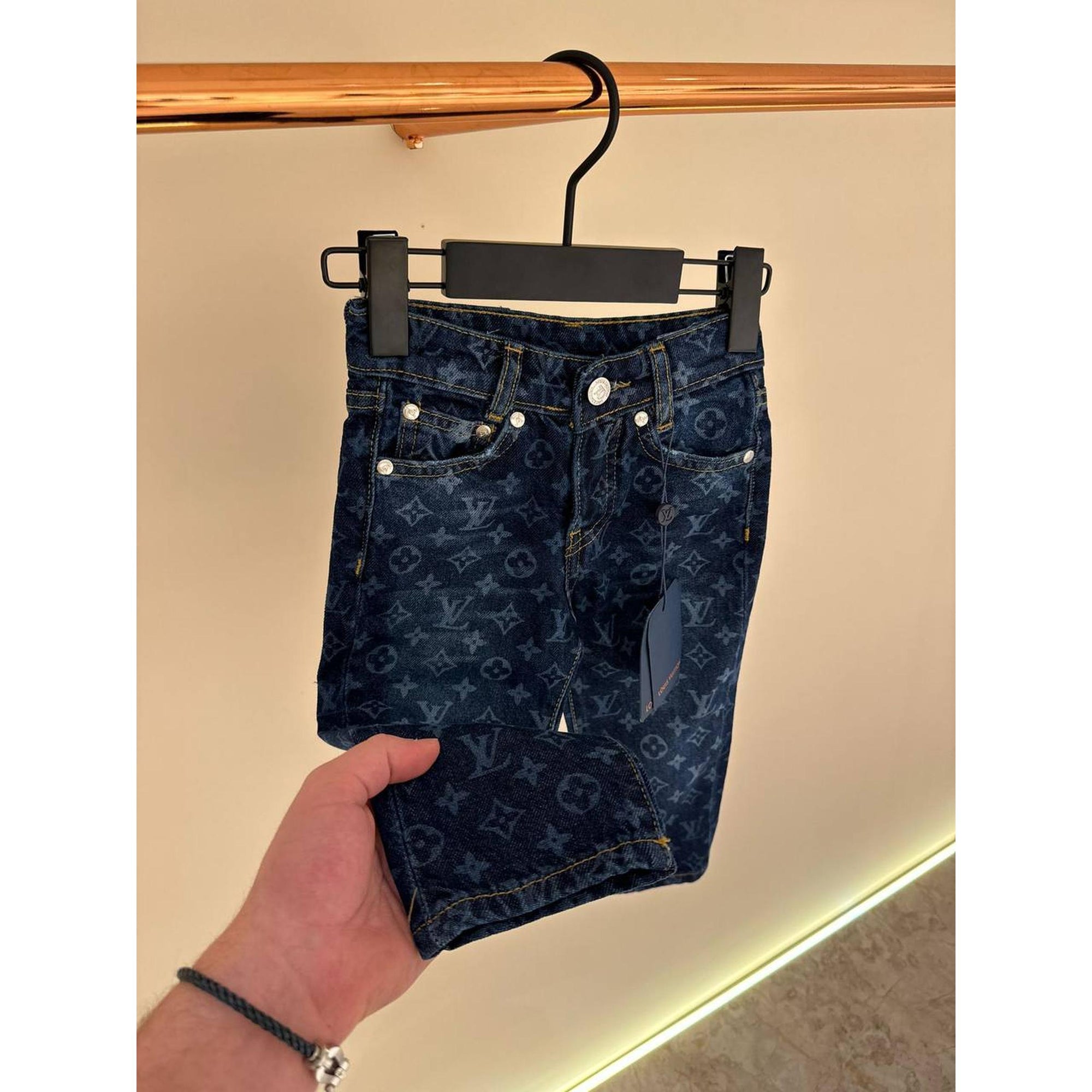 Dark Blue Monogram Kids Jeans