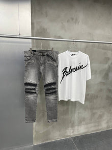 Grey Slim Fit Ripped Jeans