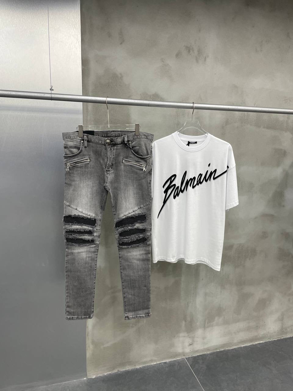 Grey Slim Fit Ripped Jeans