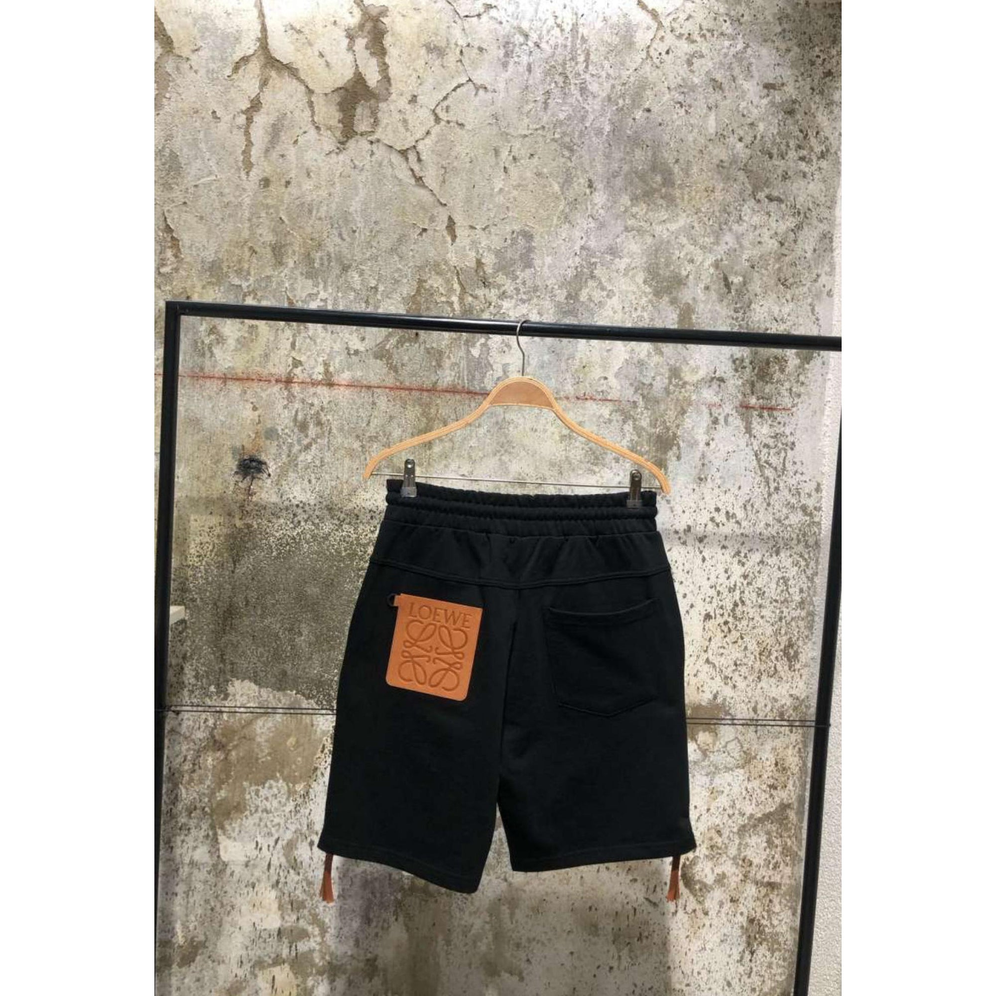 Black Cotton Shorts with Zipper on the Side