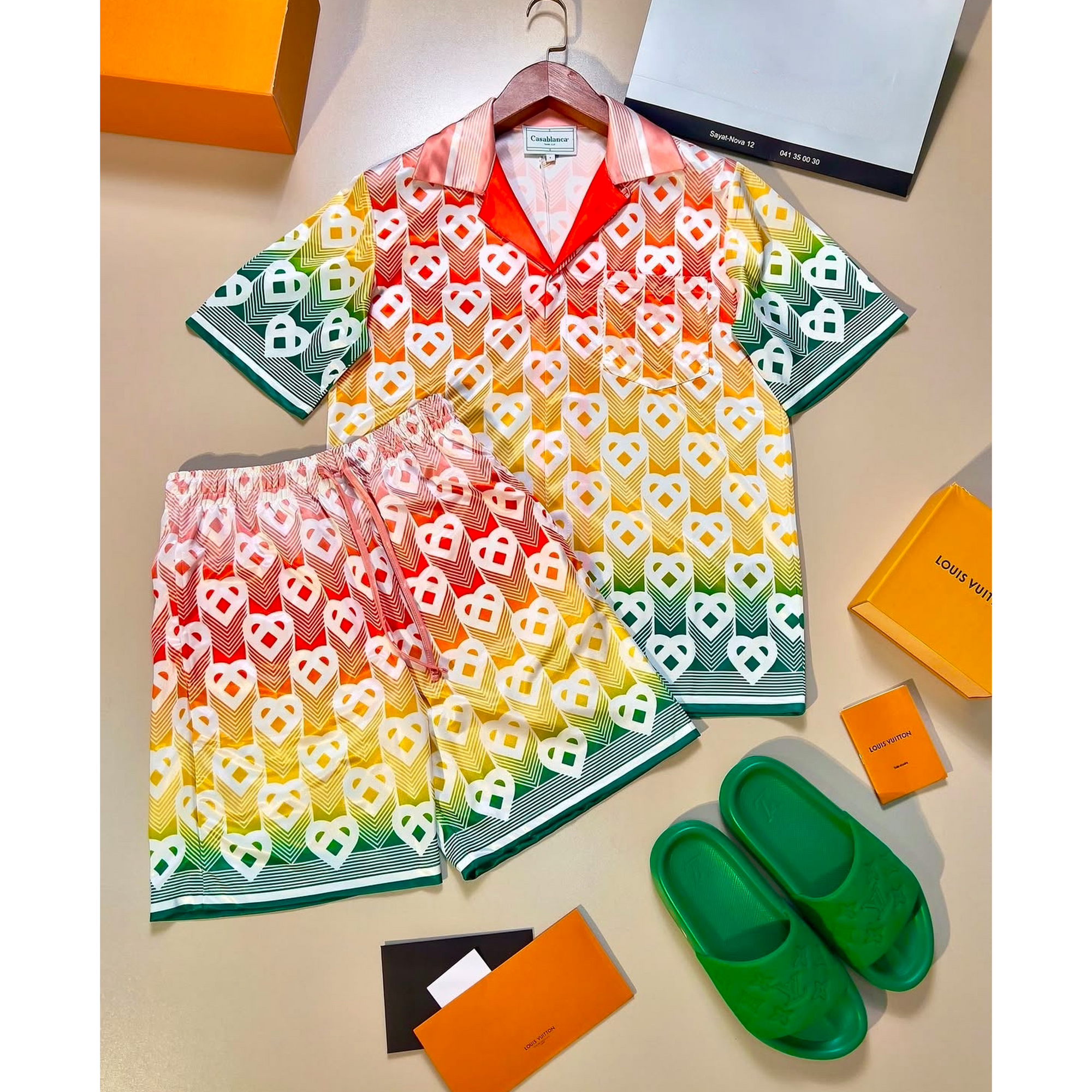 Monogram Colorful Satin Summer Set 2 pieces