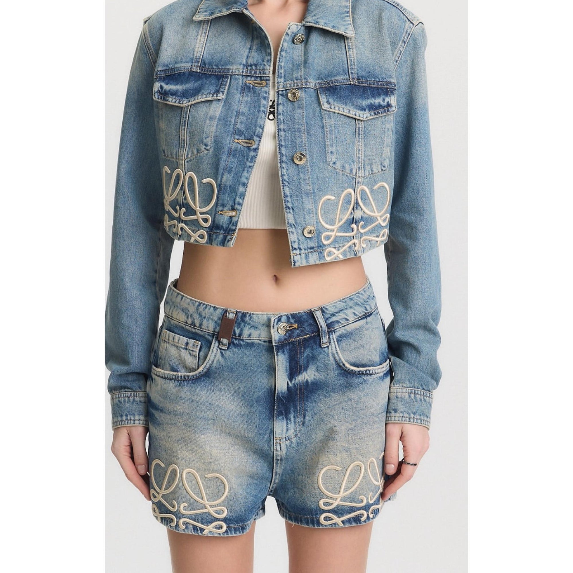 Women Premium Denim Jacket with Logos