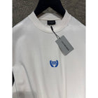 White Oversized T-Shirt with Small  Blue Logo