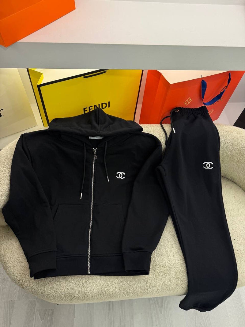 Black Cotton Wimen Tracksuit