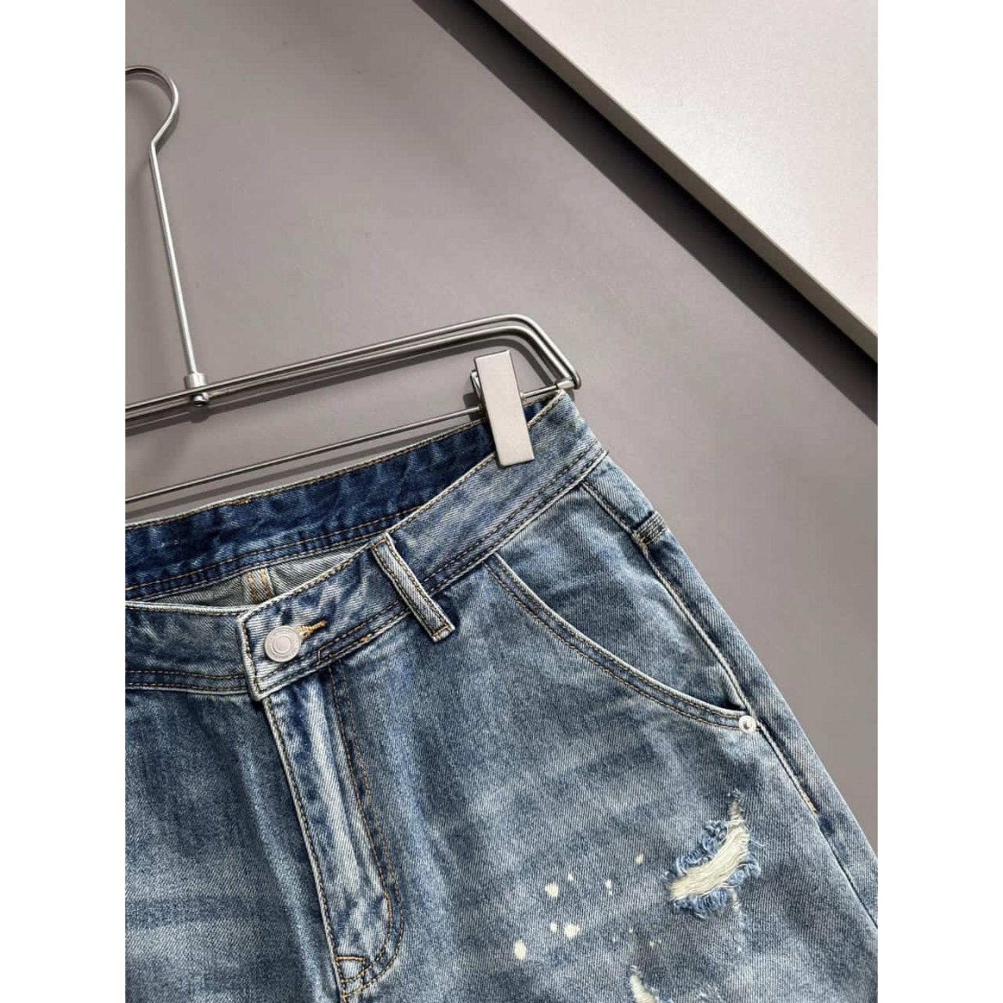 Light Blue Denim Ripped Shorts