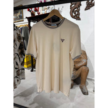 Cream Cotton T-shirt with Embroidered Logo
