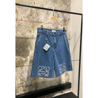 Blue Denim Shorts with Embroidered Logo