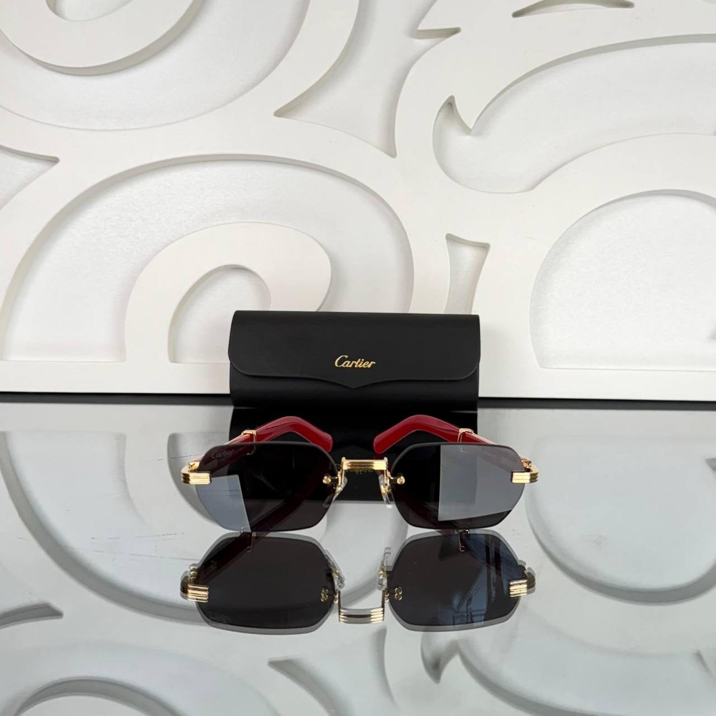 Black Sunglasses with Red Golden Frames