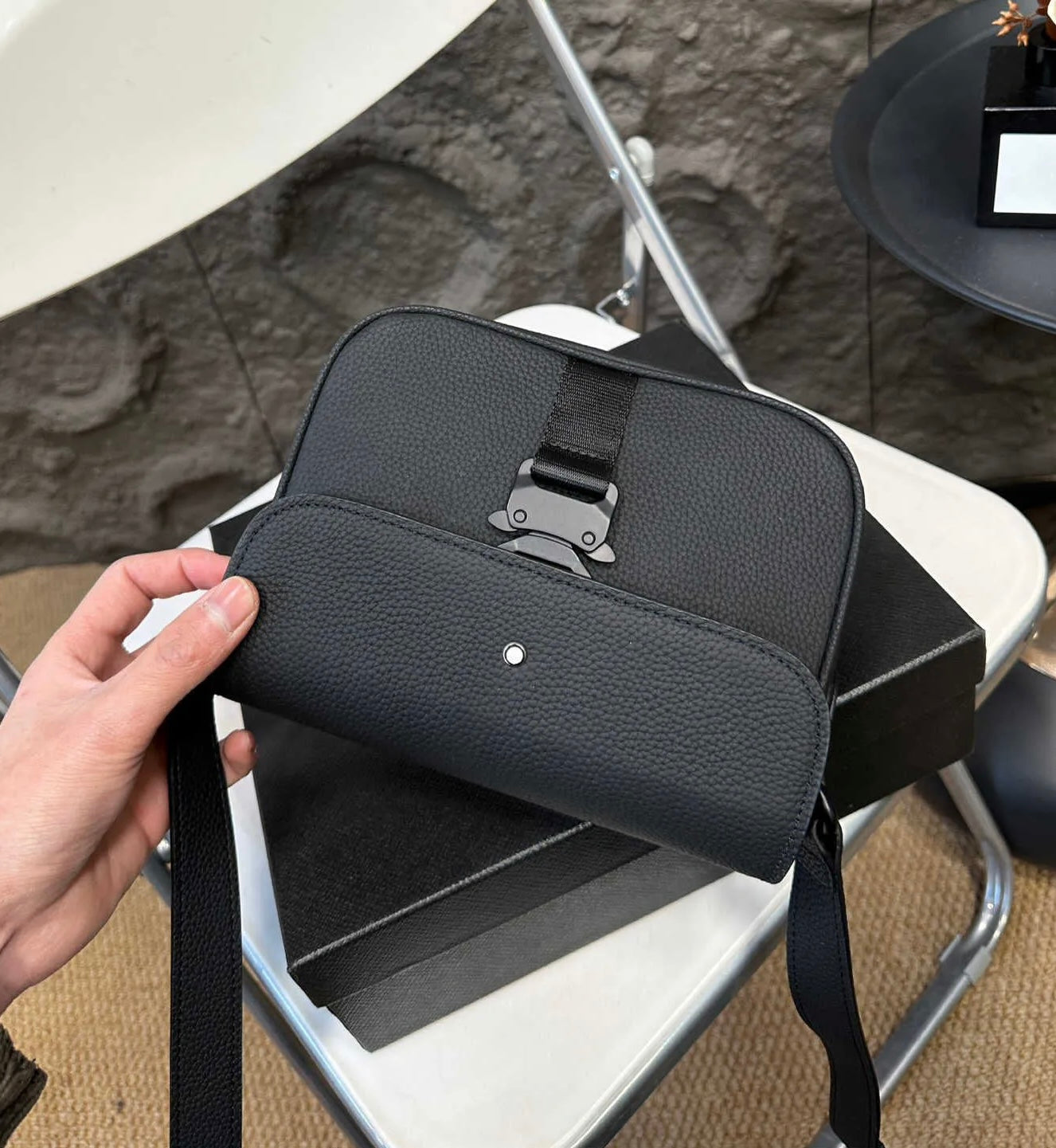 Black Leather Cross Body Bag