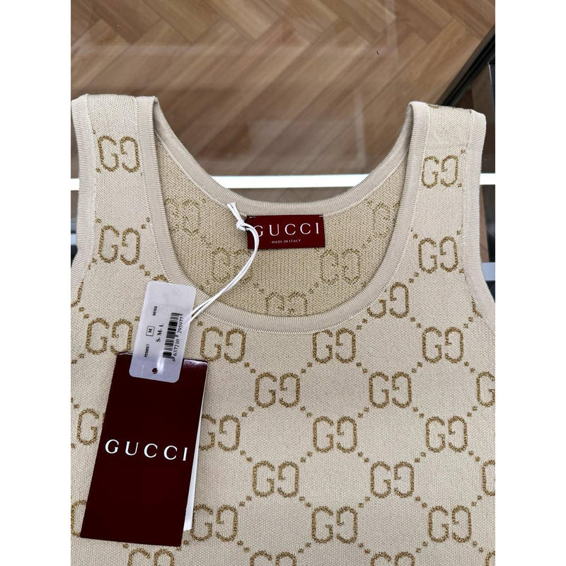 Beige Women Knitted Top Tank