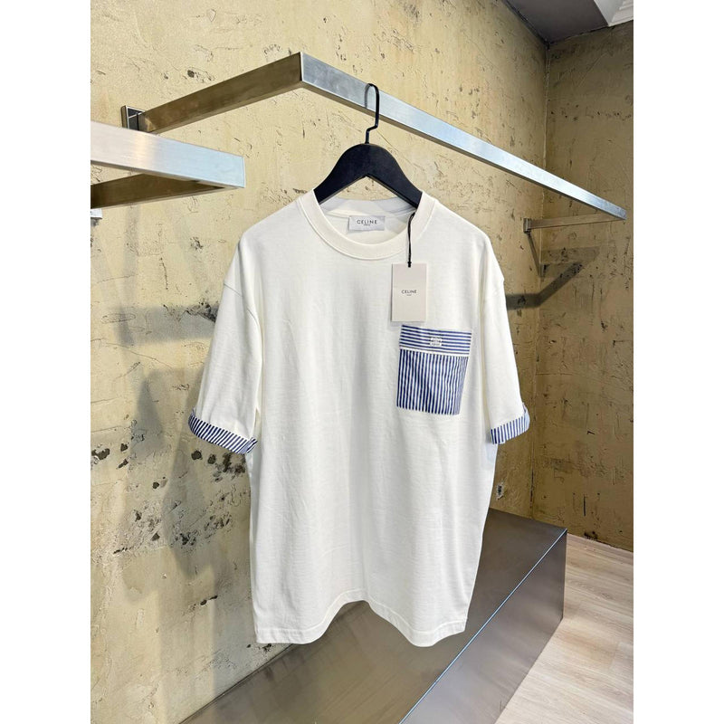 White Cotton T-shirt with Pocket