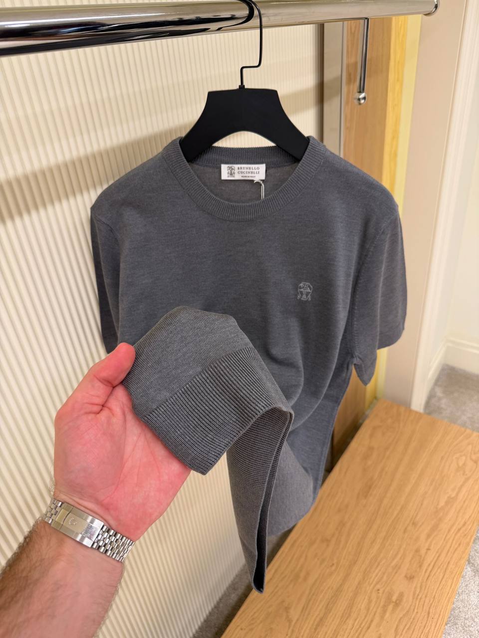 Grey Knitted T-shirt