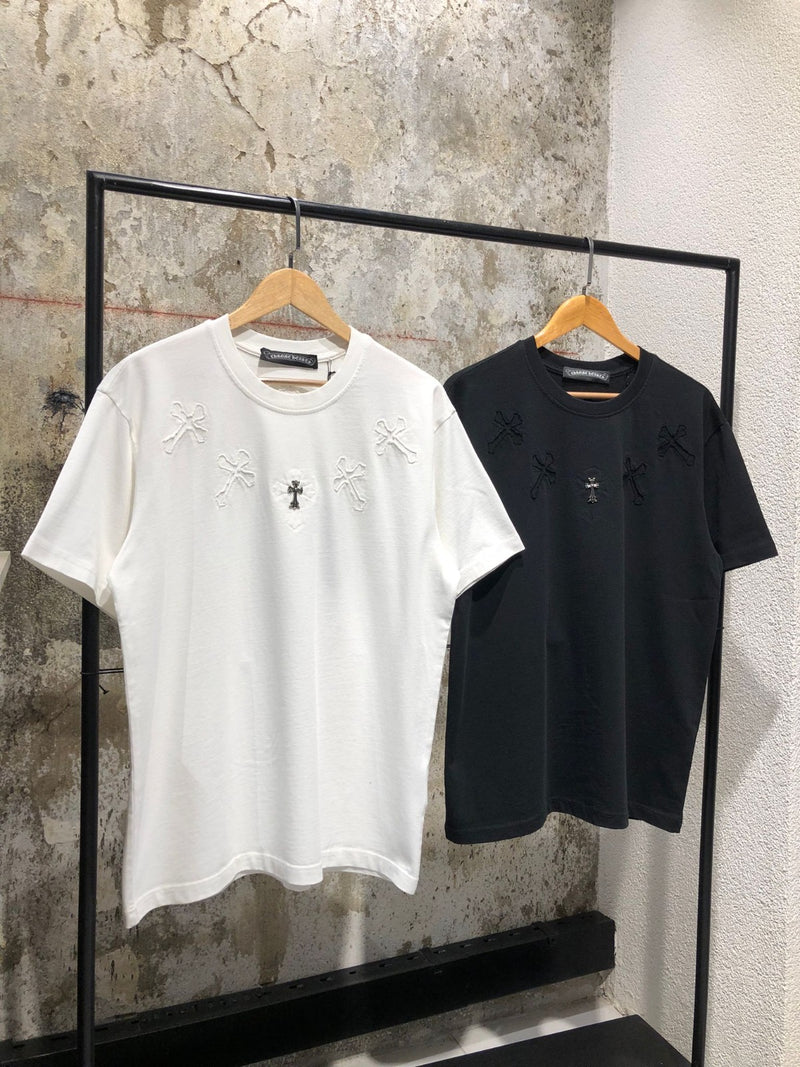 Black & White Oversized T-shirt with Metal Cross