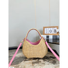 Women Straw Mini Bag with Pink