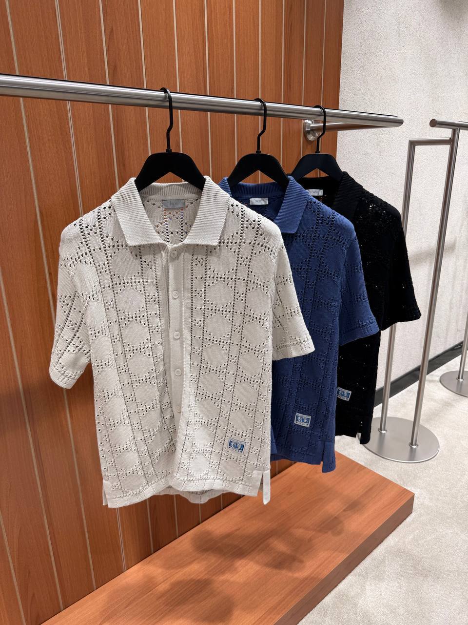 Dark Blue Knitted Polo Shirt