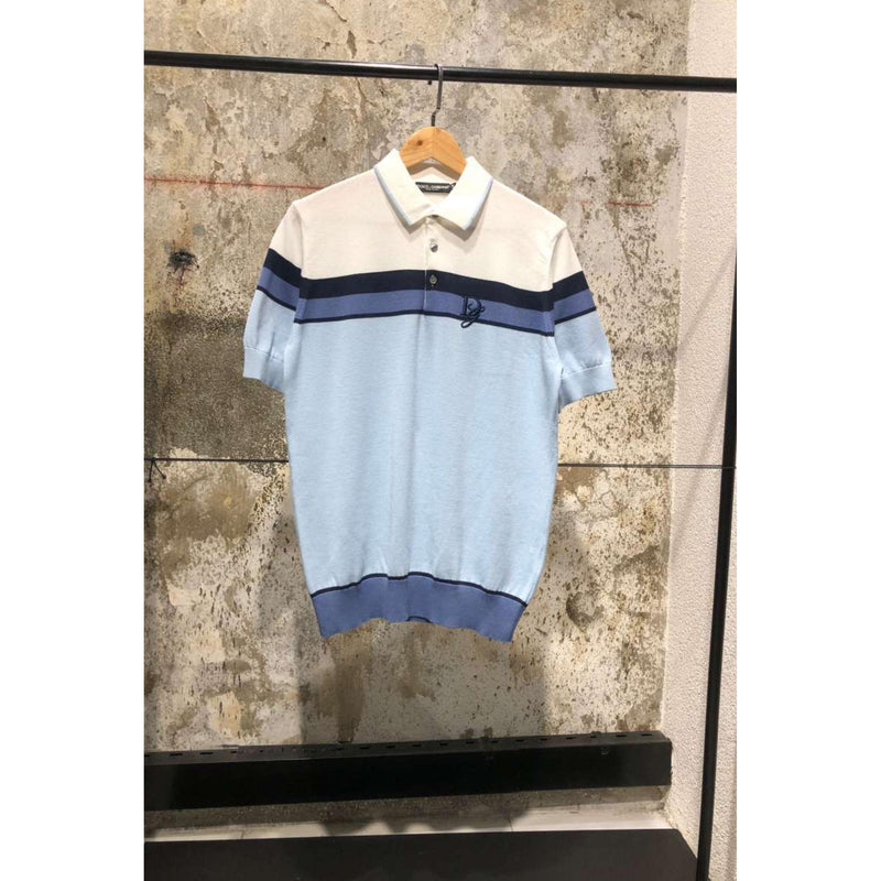 Blue Knitted Polo T-shirt