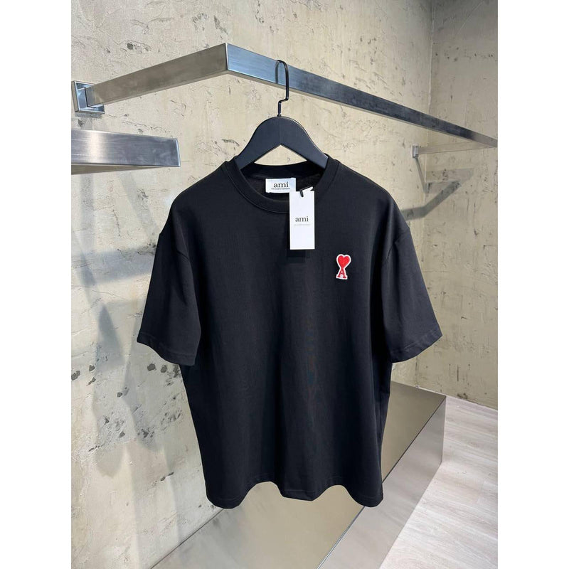 Black Oversized T-Shirt with Red Heart