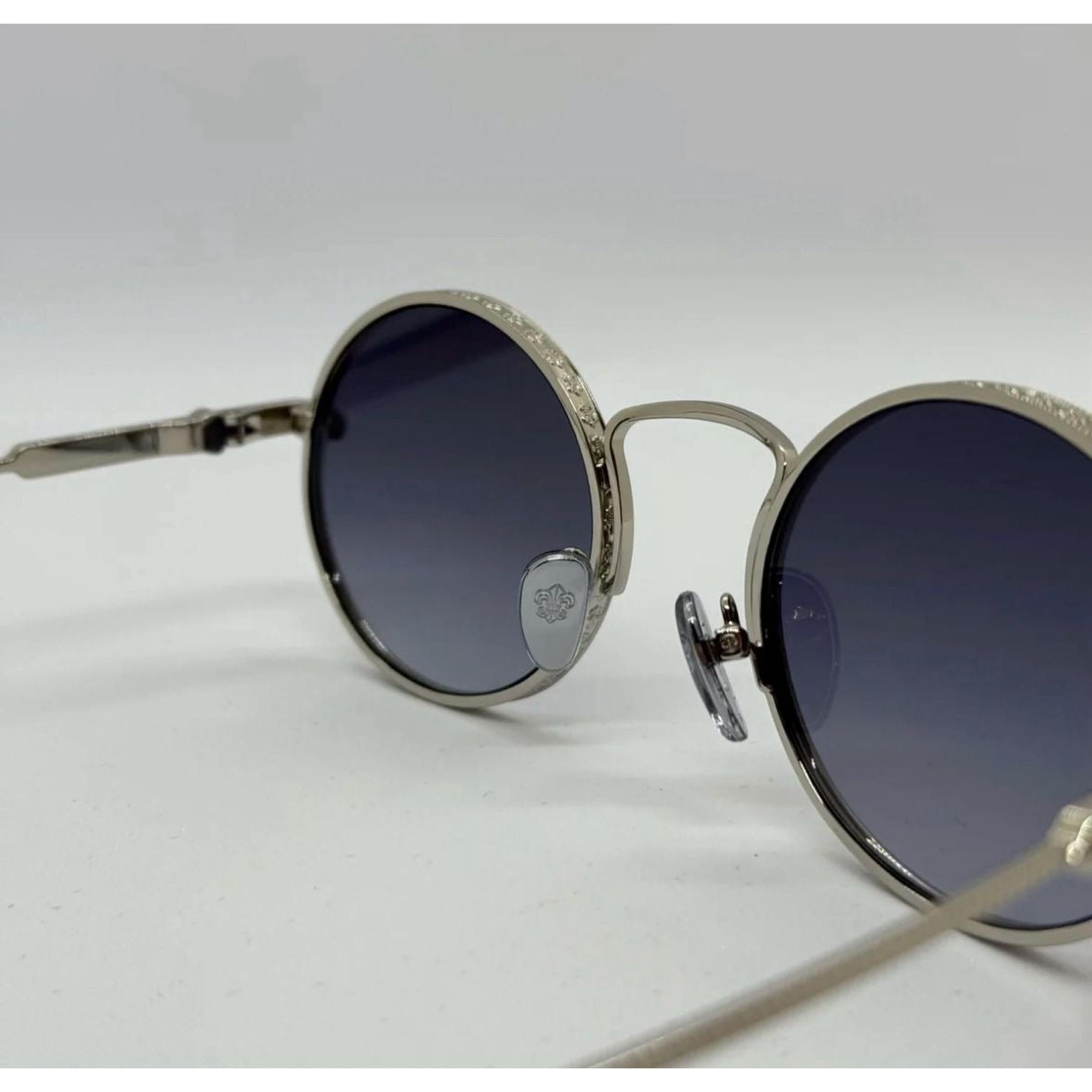 Blue Sunglasses with Silver Frames