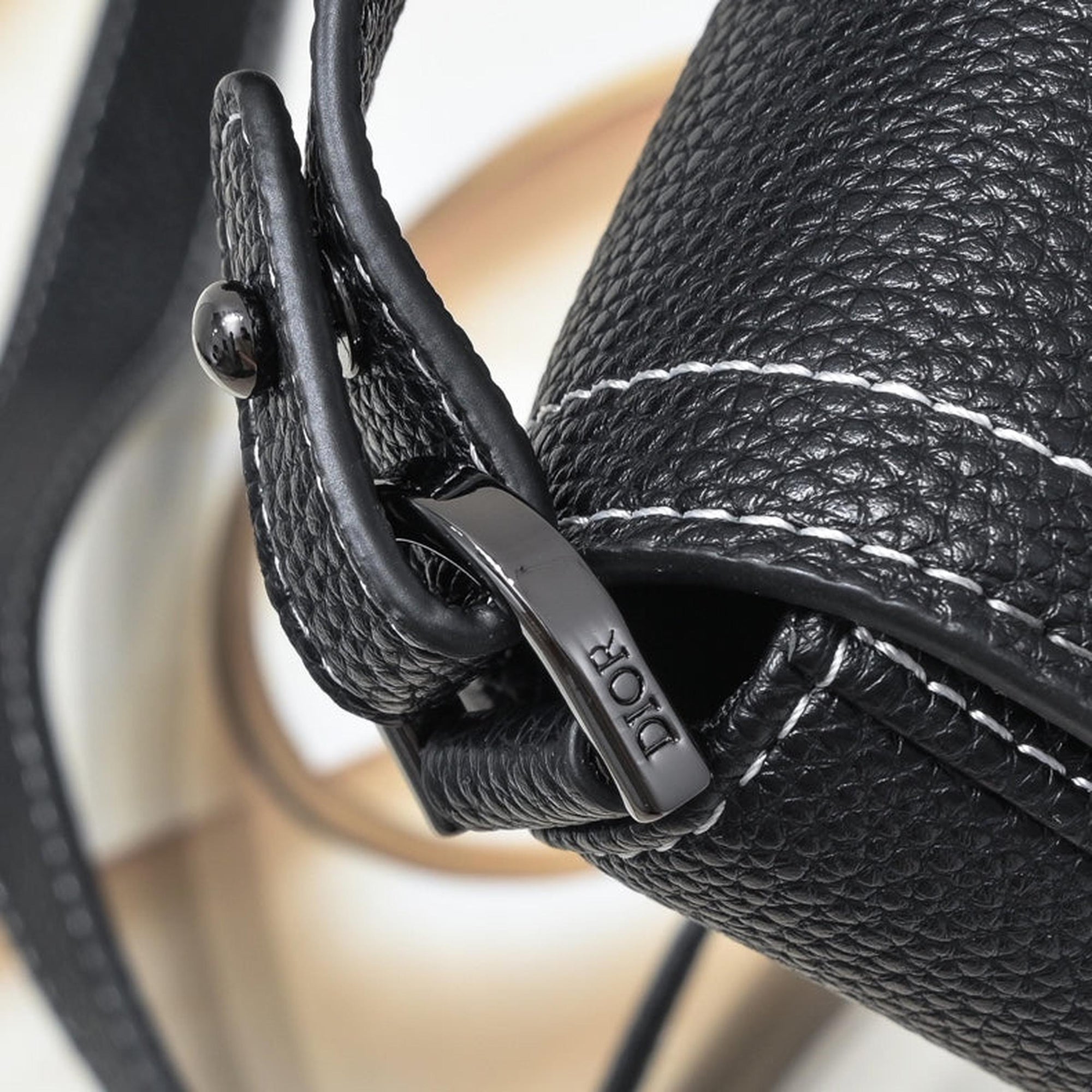 Black Real Leather Mini Saddle Messenger Bag