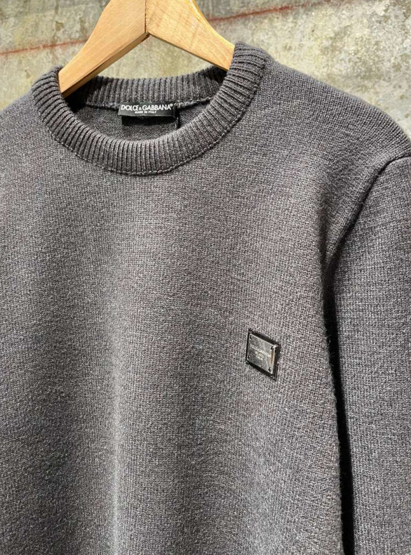 Grey Knitted Wool Sweater
