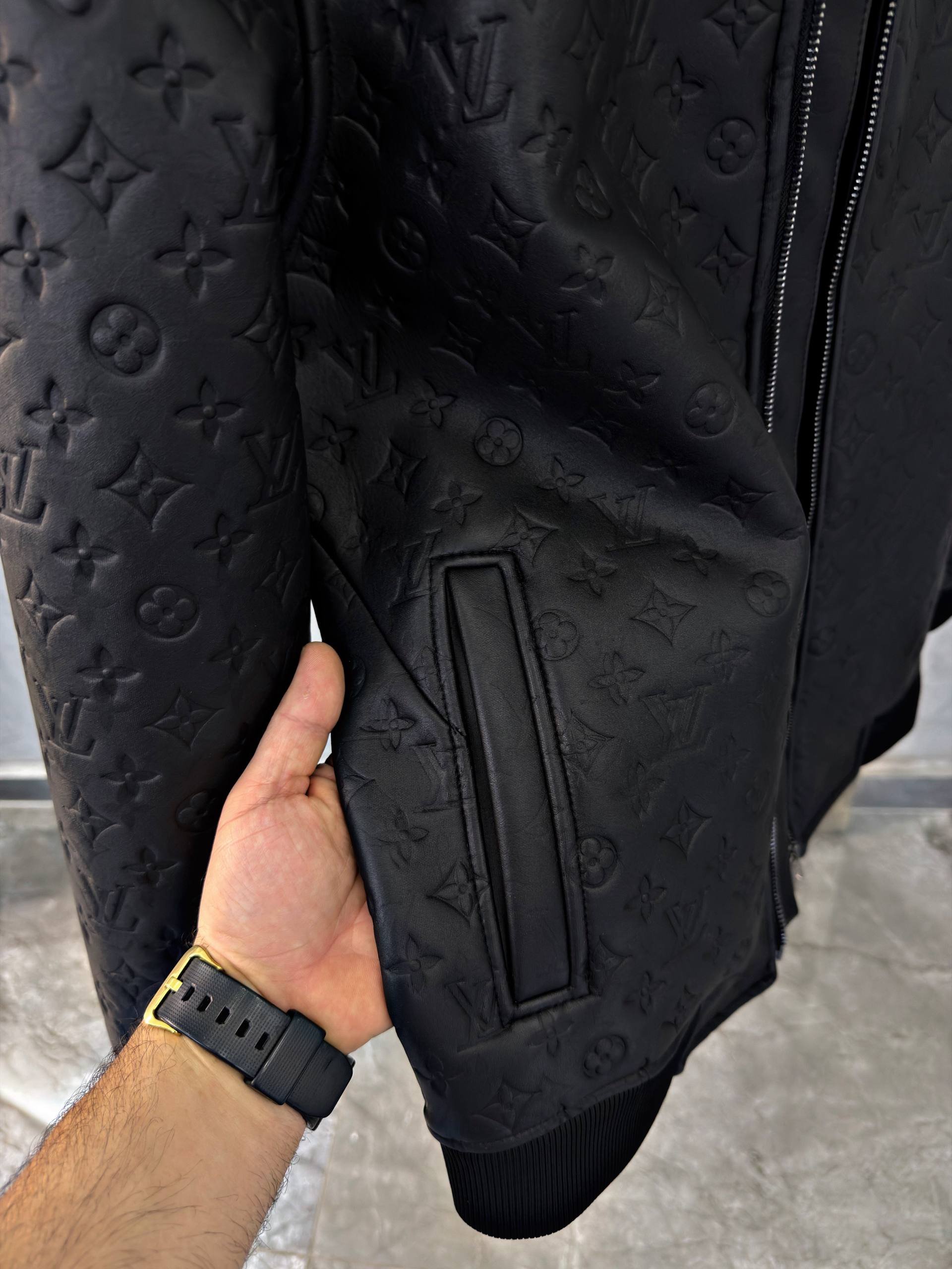 Black Leather Monogram Jacket