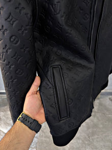 Black Leather Monogram Jacket