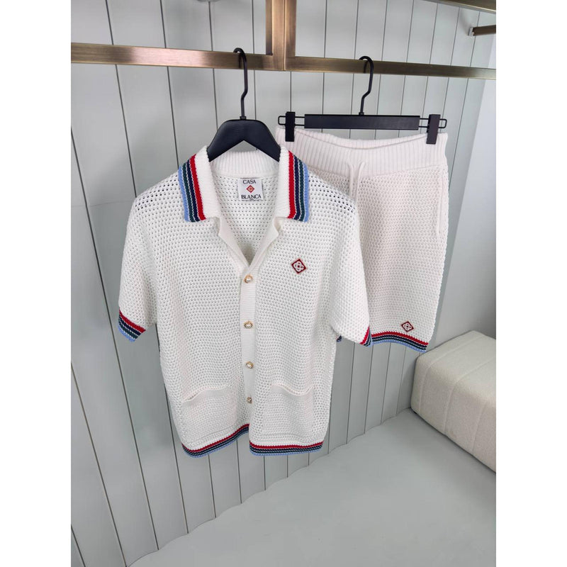 Bijeli pleteni polo set od 2 komada