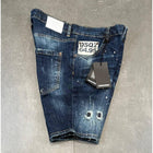 Blue Ripped Shorts with White Logo