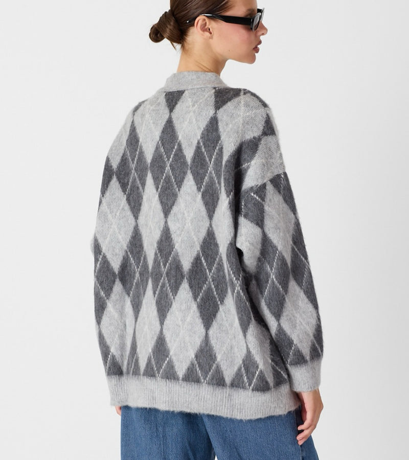 Grey Women Knitted Cardigan