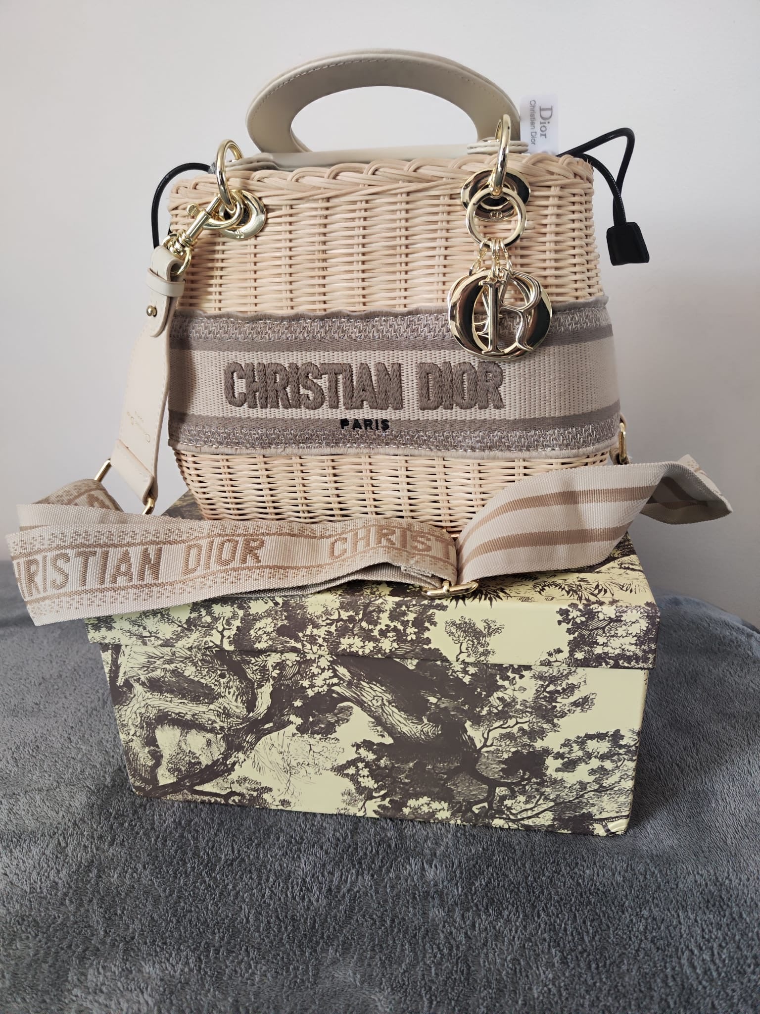 Lady Wicker Oblique Beige Natural Rattan Bag
